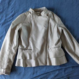 New York and Company Faux Leather Jacket with Pleats